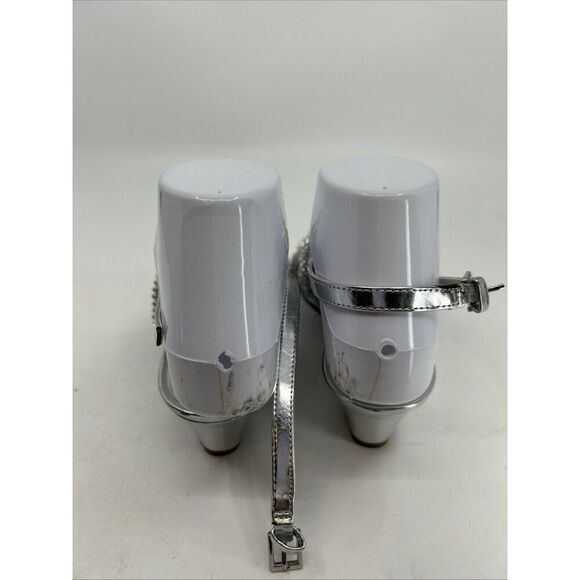 Nina SILVER  METALLIC CRYSTAL SLINGBACK MID-HEEL SANDAL SIZE 5.5 - Picture 4 of 10